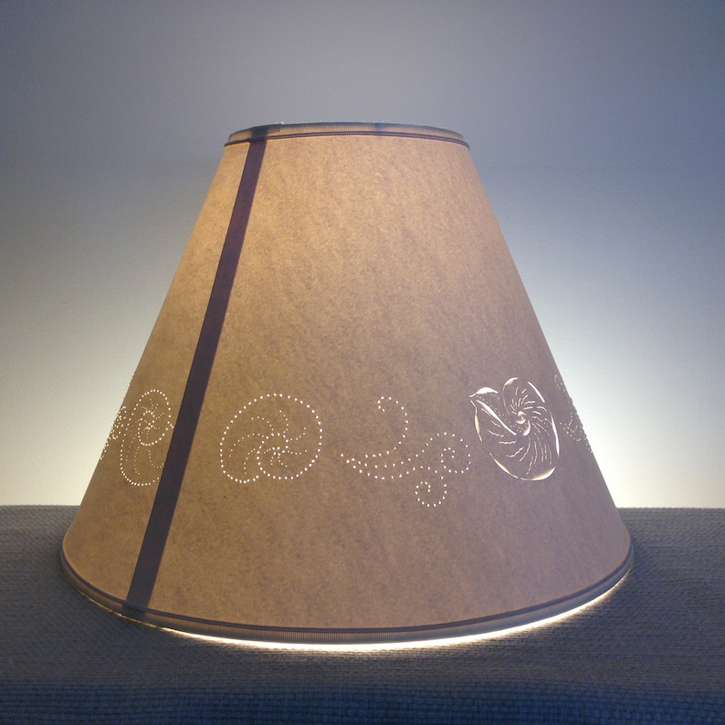 Large Seashell Cut and Pierced Lampshade Washer Top Lamp Etsy
