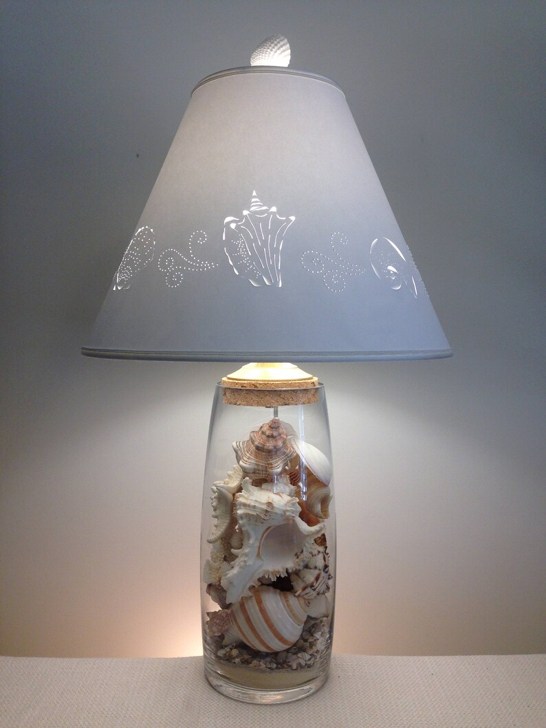 Large Seashell Cut and Pierced Lampshade Washer Top Lamp Etsy
