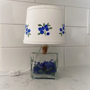 Blueberry Small Accent Light-Hand painted Blueberry Design Shade on Glass Filled Night Light Base-15 watts-Kitchen Light-Hallway Light-nite