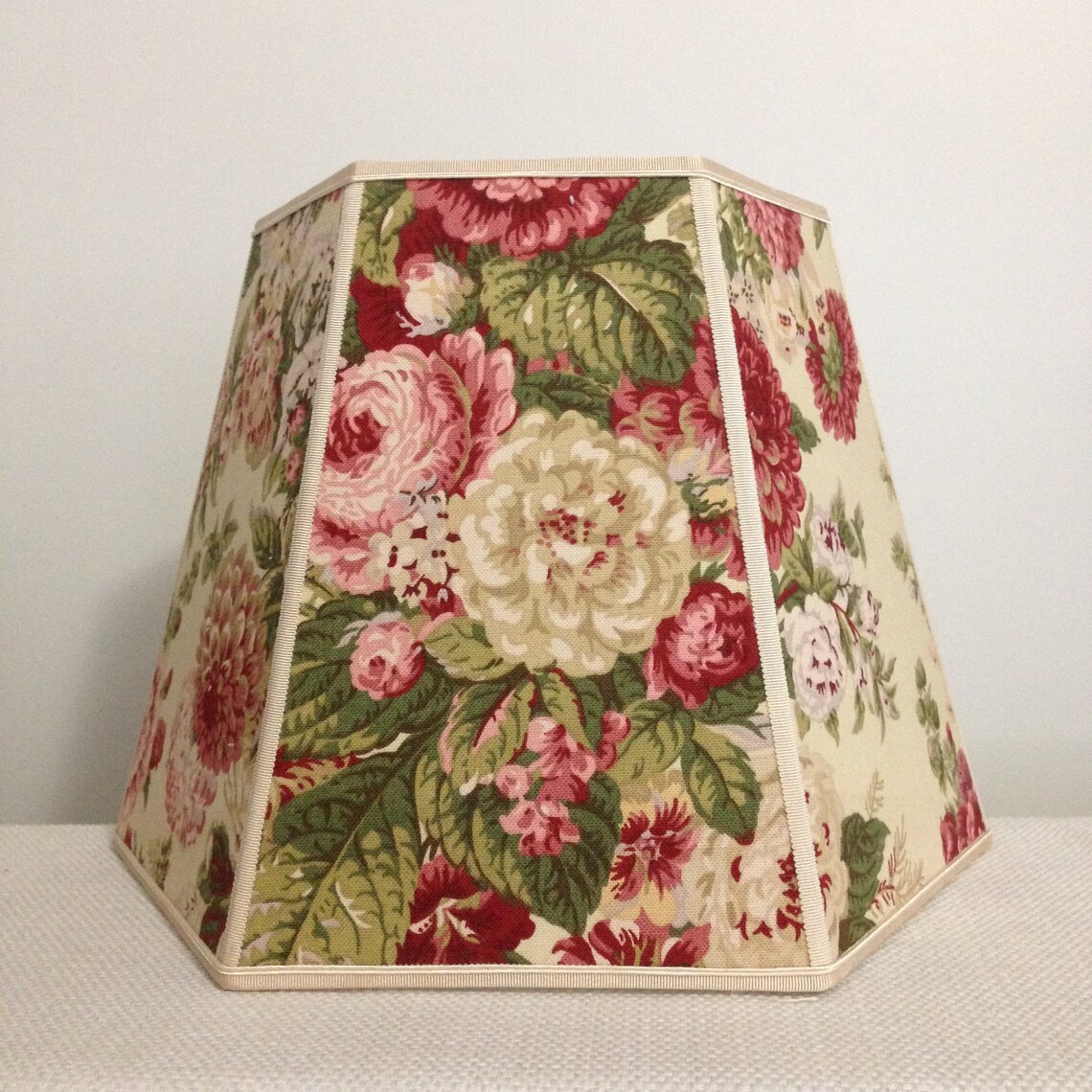 Large Vintage Look Fabric Lampshade Lamp Shade Waverly Etsy