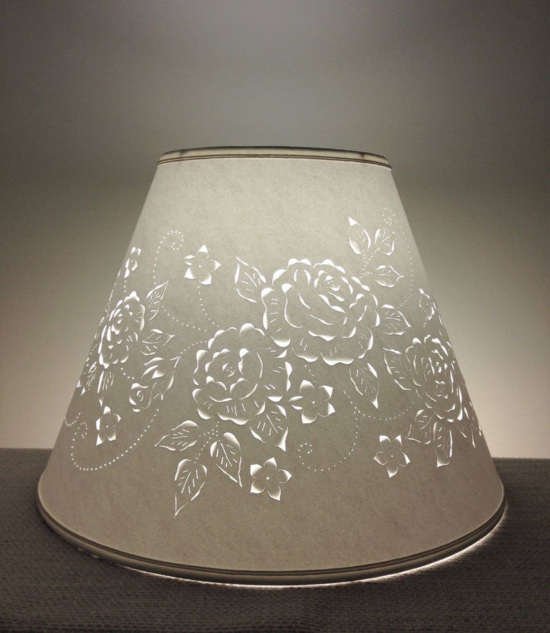 Cut And Pierced Roses Paper Lampshade Lamp Shade Lampshades Rose Design Floor