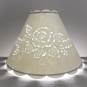 Rose design Chimney Lampshade-Lampshade for Hurricane Lamp-Roses-Paper Lampshade-Chimney Lampshade-Hurricane Lampshade-Cut and Pierced Shade