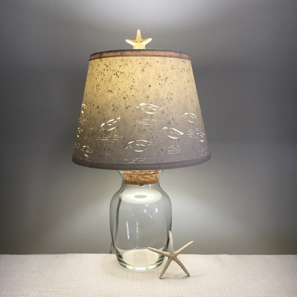 Fillable Lamp and Sandpiper Shade, Fillable Lamp, Bird Lampshade, Sandpipers, Fillable, Coastal Lamp, Shorebirds, Beach Lamp, Small Lamp