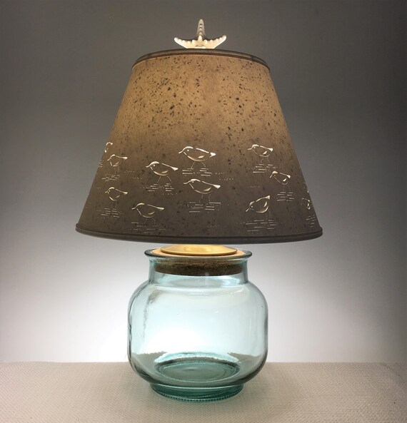 Fillable Recycled Glass Lamp Base with Shorebirds Etsy