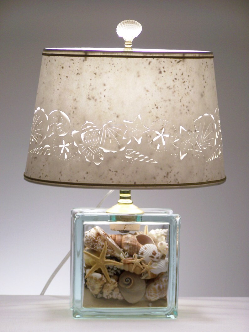Seas Glass Block Lamp Ss Beach Table Nautical Pierced Lampshades Paper Lampshade Home And Living