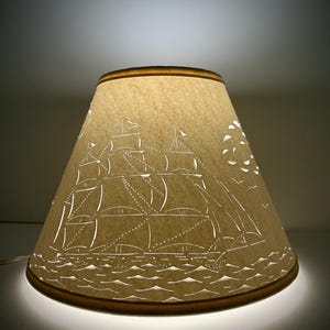 Clipper Ship Lampshade: Cut & Pierced Nautical Design, Clip Top