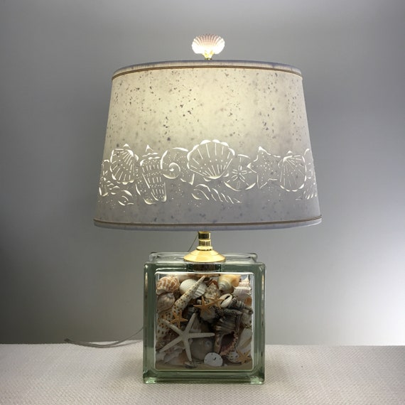 Seas Glass Block Lamp Ss Beach Table Nautical Pierced Lampshades Paper Lampshade Home And Living
