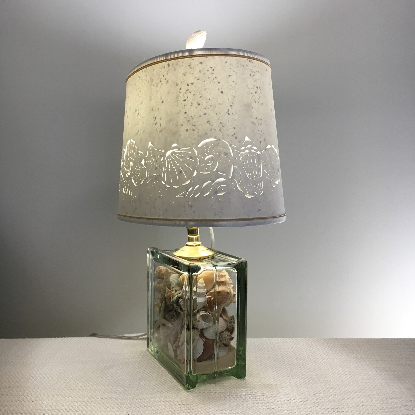 Seashell Glass Block Lamp Seashell Lamp Shells Beach - Etsy