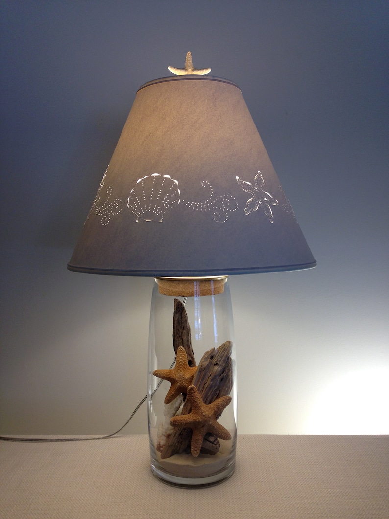 Large Seashell Cut and Pierced Lampshade Washer Top Lamp Etsy