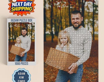 Personalized Dad and Me Photo Jigsaw Puzzle, Custom Picture Puzzle for Father, Kids to Dad Gift, Father’s Day Keepsake