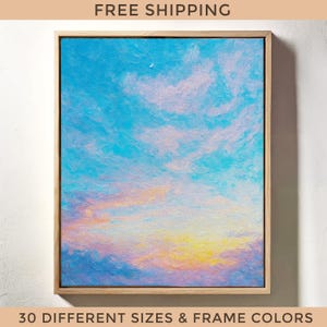 Sky Oil Paint Print Canvas Wall Art, Abstract Modern Art, Large Framed Artwork for Living Room, Bedroom, Office Decor, Ready to Hang