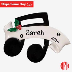 Personalized Musical Note Christmas Ornament 2024 - Custom Name & Year - Ceramic Keepsake Gift