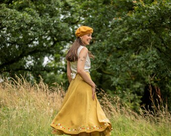 &quot;Wild Strawberries&quot; linen skirt