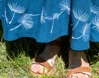 Embroidered linen skirt &quot;Dandelions&quot;