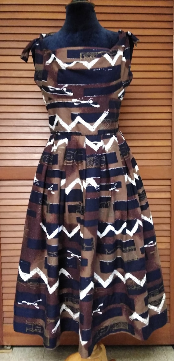 Vintage 50s Alfred Shaheen Surf n Sand Dress Tiki