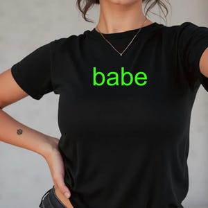 Custom Green Meme Baby Tee or Unisex Shirt, Club Shirt, Retro Rave Tee, Party Girl Aesthetic Tee, Personalized Gift, Custom Brat Style Tee