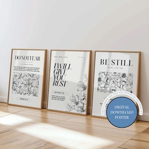 Floral Bible Verse Wall Art Set: Inspirational Scripture Prints (Digital Download)