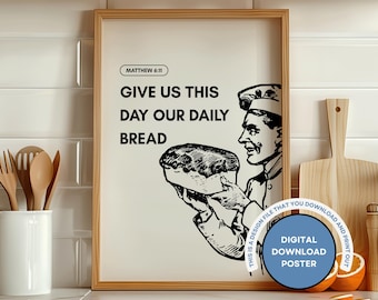 Daily Bread Bible Verse Print, Kitchen Wall Decor (Digital Download)