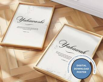 Hebrew Names Duo Prints, Yahawah and Yahawashi Scripture Art (Digital Download)