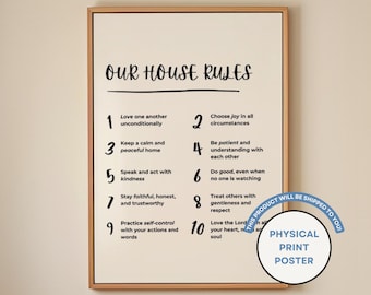 Family House Rules Poster: Faith Filled Home Decor