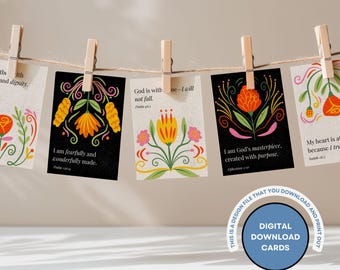 Floral Bible Verse Affirmation Cards: Christian Scripture Flashcards (Digital Download)