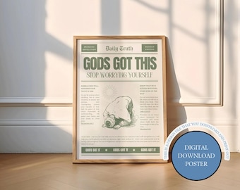 Gods Got This Newspaper Print: Sage Green Bible Verse (Digital Download)