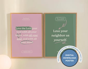 Love The Lord Scripture Print Set: Matthew 22, Christian Home Decor (Digital Download)