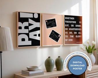 Christian Scripture Art Prints, Retro Home Decor (Digital Download Set