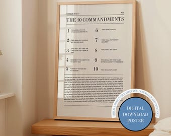 10 Commandments Poster: Minimalist Bible Verse Wall Art (Digital Download)