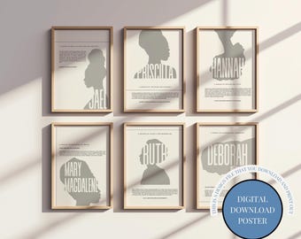 Ensemble d'affiches Les femmes de la Bible : art chrétien des Écritures (téléchargement numérique)