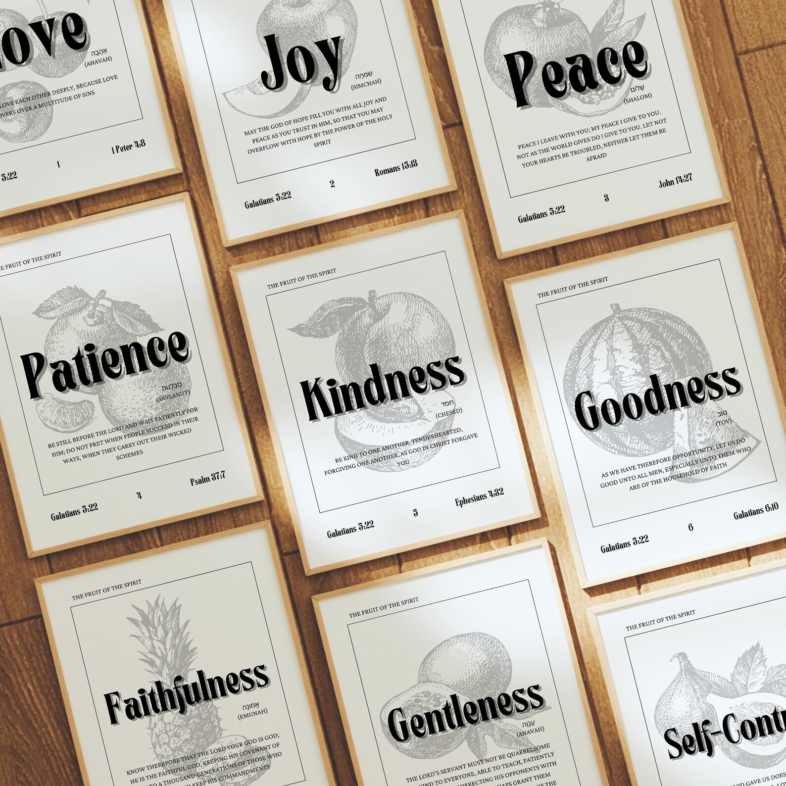 Fruit of the Spirit Vintage Art Prints, Bible Verse Wall Decor (digital ...