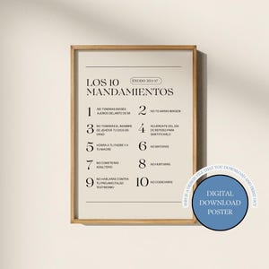 Puede incluir: Un póster imprimible con fondo blanco y texto negro. El póster presenta los Diez Mandamientos en español, con el título "Los 10 Mandamientos" y el texto "Exodo 20:1-17".