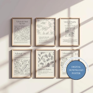 Hebrew Names of God Print Set: Minimalist Bible Art (Digital Download)