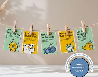 Bedtime Prayer Flashcards: Christian Kids Sleeping Animals (Digital Download)
