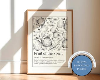 Fruit of the Spirit Print: Galatians 5, Vintage Bible Verse (Digital Download)