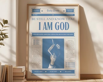 Be Still Newspaper Bible Verse Print, Psalm 46:10 (Digital Download)