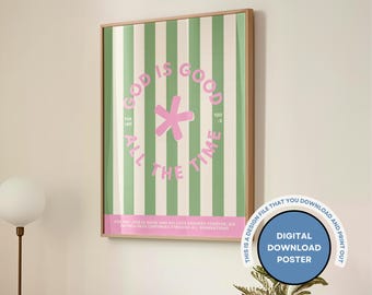 God is Good Christian Wall Art, Girly Room Decor (Digital Download)