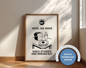 Bible Studies and Breakfast Print, Christian Wall Art (Digital Download)