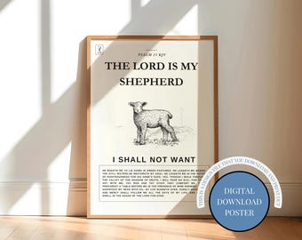 Psalm 23 Poster Druck: Der Herr ist mein Hirte, Bibelvers (Digitaler Download)