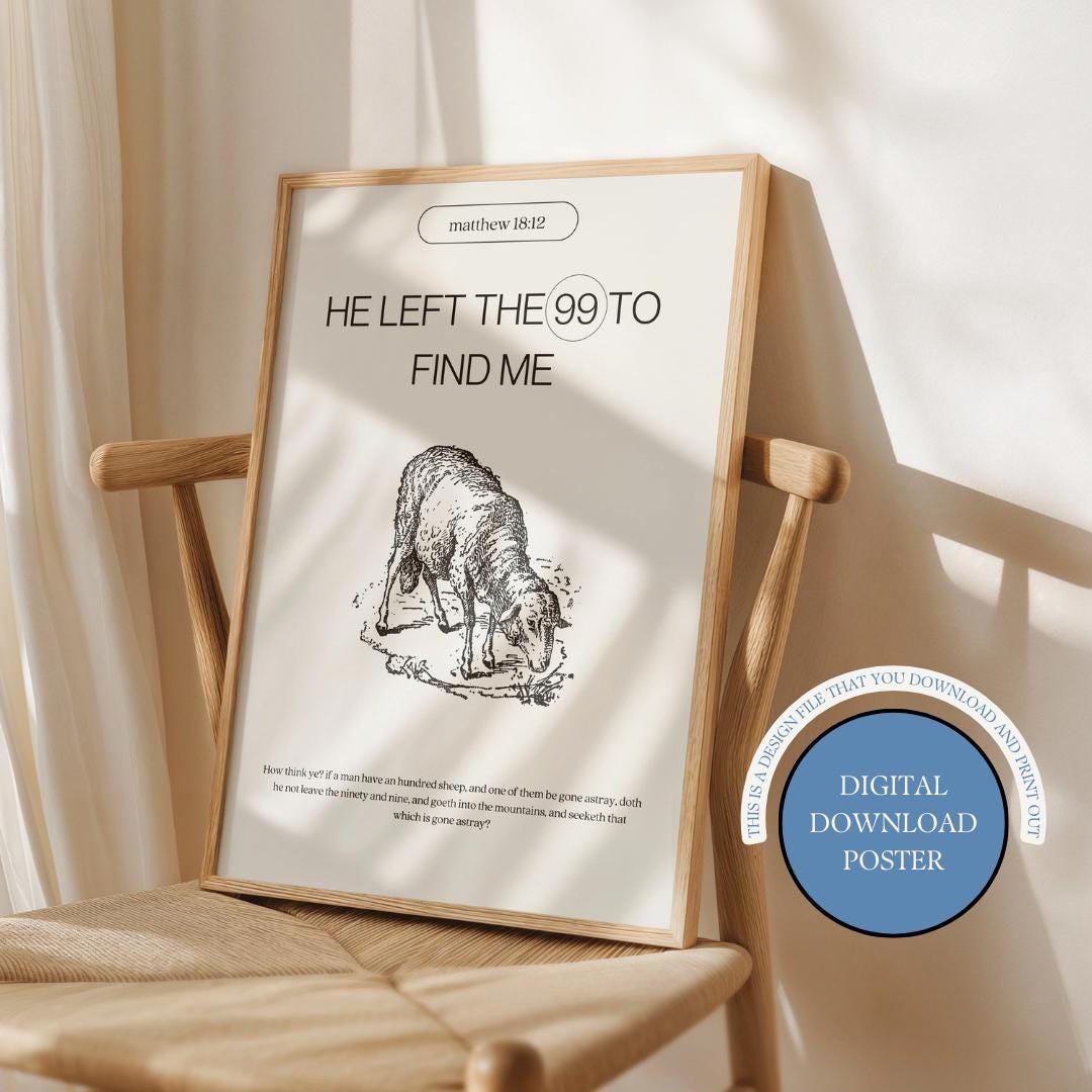 Matthew 18:12 Verse Poster, Christian Bible Art Print (digital Download ...