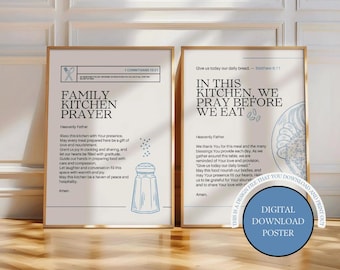 Kitchen Prayer Art Prints: Family Meal Blessing, Sage Green (Digital Download)