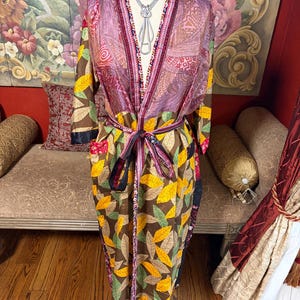Handmade Boho Silk Patchwork Kimono Robe Indian Recycled Saris