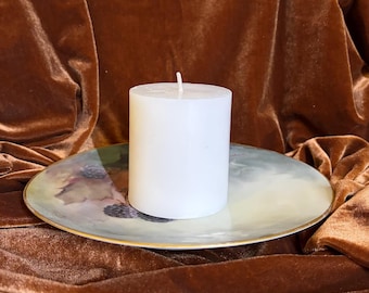 Vintage Hand Painted Fruit Tea Plate and Candle Set
