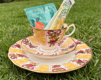 Royal Albert Old Country Roses Gelb und Rosa 3-teiliges Teeservice