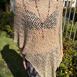 Crochet Knit Asymetrical Cropped Poncho Crop Crochet Poncho