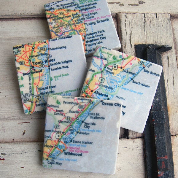 New Jersey Shore map coasters