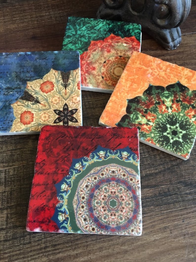 Rich Color stone coasters set of 4 image 1