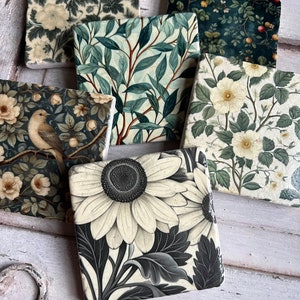 Night Garden floral botanical stone coasters set of 6 image 1