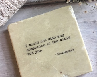 Book quote stone coaster - Shakespeare