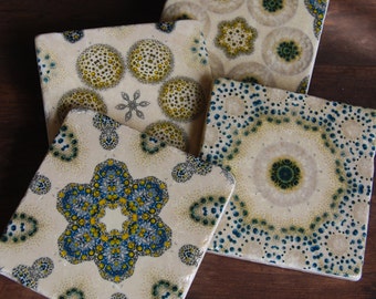 Tidal Pool - kaleidoscope coaster set - stone coasters - set of four